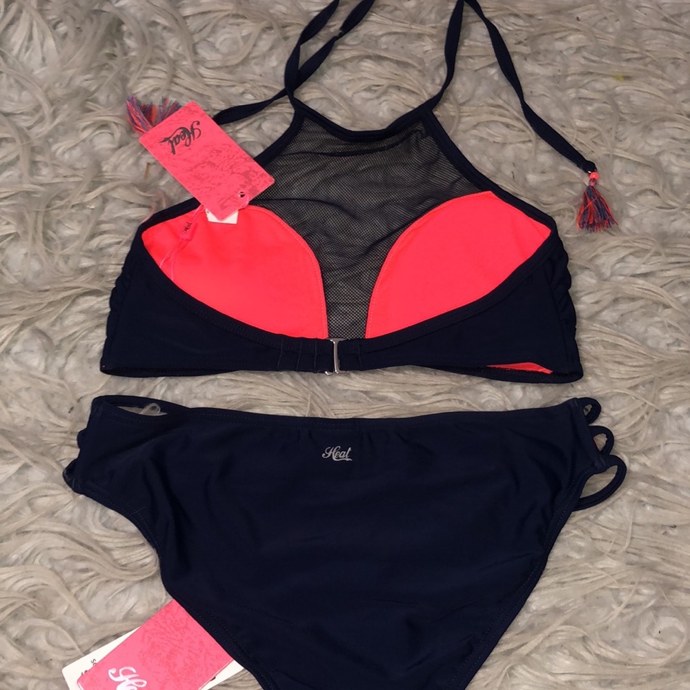Heat mesh blue coral halter bikini - Picture 4 of 5